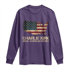Charlie Kirk Long Sleeve Shirt Great American Patriot USA Flag TS10 Purple Print Your Wear