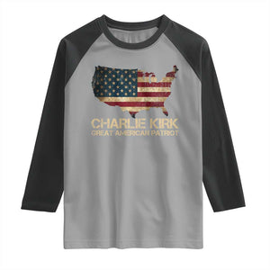 Charlie Kirk Raglan Shirt Great American Patriot USA Flag TS10 Sport Gray Black Print Your Wear