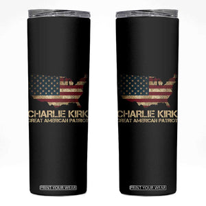 Charlie Kirk Skinny Tumbler Great American Patriot USA Flag TS10 Black Print Your Wear
