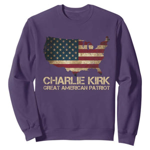 Charlie Kirk Sweatshirt Great American Patriot USA Flag TS10 Purple Print Your Wear