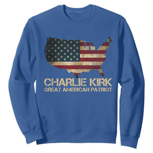 Charlie Kirk Sweatshirt Great American Patriot USA Flag TS10 Royal Blue Print Your Wear