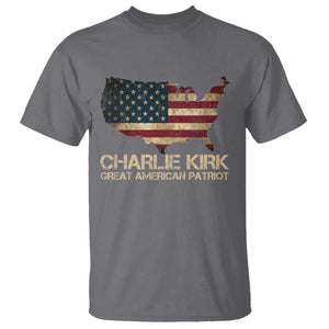 Charlie Kirk T Shirt Great American Patriot USA Flag TS10 Charcoal Print Your Wear