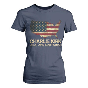 Charlie Kirk T Shirt For Women Great American Patriot USA Flag TS10 Navy Print Your Wear