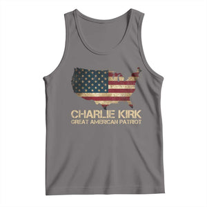 Charlie Kirk Tank Top Great American Patriot USA Flag TS10 Deep Heather Print Your Wear