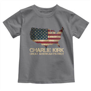 Charlie Kirk Toddler T Shirt Great American Patriot USA Flag TS10 Charcoal Print Your Wear