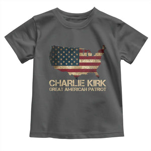 Charlie Kirk Toddler T Shirt Great American Patriot USA Flag TS10 Dark Heather Print Your Wear