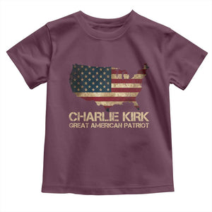 Charlie Kirk Toddler T Shirt Great American Patriot USA Flag TS10 Maroon Print Your Wear