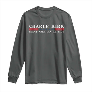 Charlie Kirk Long Sleeve Shirt Great American Patriot USA Freedom Conservative TS10 Dark Heather Print Your Wear
