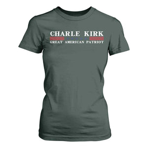 Charlie Kirk T Shirt For Women Great American Patriot USA Freedom Conservative TS10 Dark Forest Green Print Your Wear
