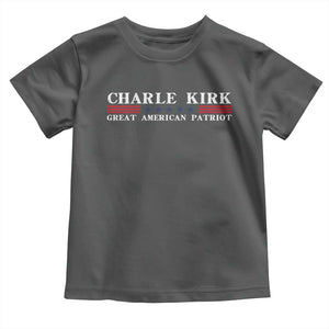 Charlie Kirk Toddler T Shirt Great American Patriot USA Freedom Conservative TS10 Dark Heather Print Your Wear