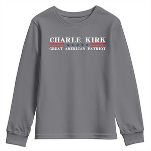 Charlie Kirk Youth Sweatshirt Great American Patriot USA Freedom Conservative TS10 Charcoal Print Your Wear
