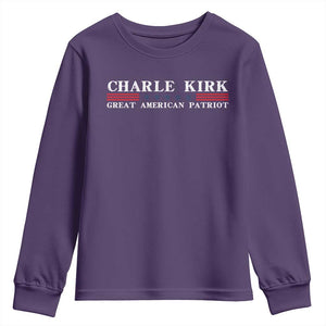 Charlie Kirk Youth Sweatshirt Great American Patriot USA Freedom Conservative TS10 Purple Print Your Wear