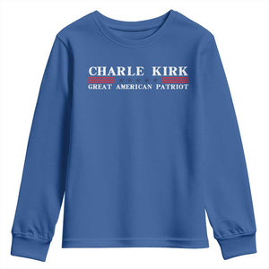 Charlie Kirk Youth Sweatshirt Great American Patriot USA Freedom Conservative TS10 Royal Blue Print Your Wear