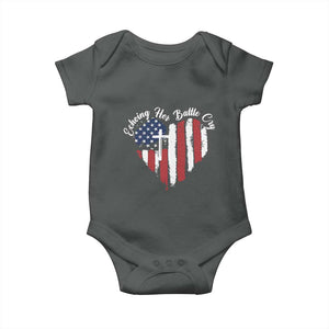 Charlie Kirk Memorial Baby Onesie Battle Cry Erika Kirk Christian USA Flag Cross TS10 Dark Heather Print Your Wear
