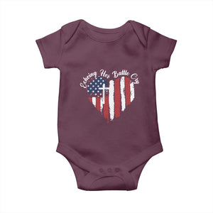 Charlie Kirk Memorial Baby Onesie Battle Cry Erika Kirk Christian USA Flag Cross TS10 Maroon Print Your Wear