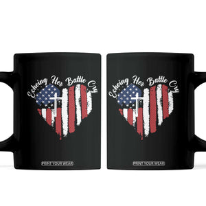 Charlie Kirk Memorial Coffee Mug Battle Cry Erika Kirk Christian USA Flag Cross TS10 Black Print Your Wear