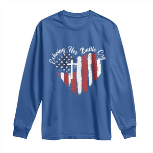 Charlie Kirk Memorial Long Sleeve Shirt Battle Cry Erika Kirk Christian USA Flag Cross TS10 Royal Blue Print Your Wear