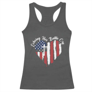 Charlie Kirk Memorial Racerback Tank Top Battle Cry Erika Kirk Christian USA Flag Cross TS10 Dark Heather Print Your Wear