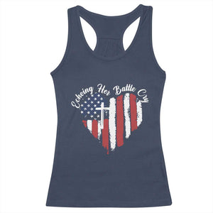 Charlie Kirk Memorial Racerback Tank Top Battle Cry Erika Kirk Christian USA Flag Cross TS10 Navy Print Your Wear