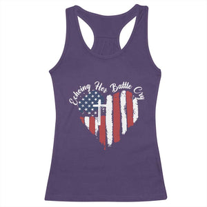 Charlie Kirk Memorial Racerback Tank Top Battle Cry Erika Kirk Christian USA Flag Cross TS10 Purple Print Your Wear