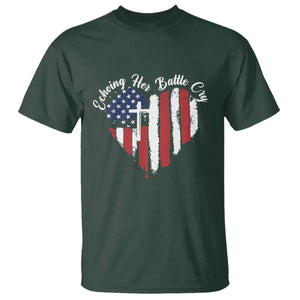 Charlie Kirk Memorial T Shirt Battle Cry Erika Kirk Christian USA Flag Cross TS10 Dark Forest Green Print Your Wear