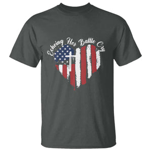 Charlie Kirk Memorial T Shirt Battle Cry Erika Kirk Christian USA Flag Cross TS10 Dark Heather Print Your Wear
