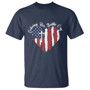 Charlie Kirk Memorial T Shirt Battle Cry Erika Kirk Christian USA Flag Cross TS10 Navy Print Your Wear