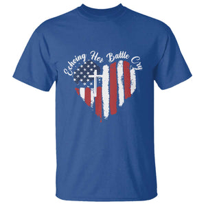 Charlie Kirk Memorial T Shirt Battle Cry Erika Kirk Christian USA Flag Cross TS10 Royal Blue Print Your Wear