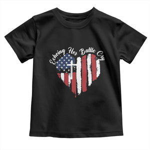 Charlie Kirk Memorial Toddler T Shirt Battle Cry Erika Kirk Christian USA Flag Cross TS10 Black Print Your Wear