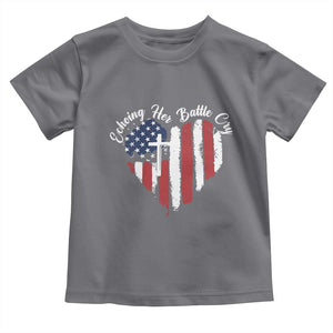 Charlie Kirk Memorial Toddler T Shirt Battle Cry Erika Kirk Christian USA Flag Cross TS10 Charcoal Print Your Wear