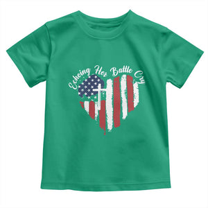 Charlie Kirk Memorial Toddler T Shirt Battle Cry Erika Kirk Christian USA Flag Cross TS10 Irish Green Print Your Wear