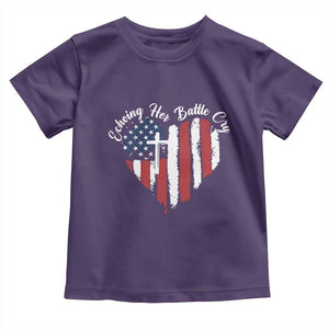Charlie Kirk Memorial Toddler T Shirt Battle Cry Erika Kirk Christian USA Flag Cross TS10 Purple Print Your Wear