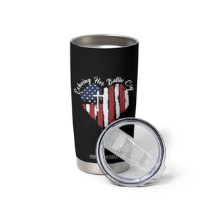 Charlie Kirk Memorial Tumbler Cup Battle Cry Erika Kirk Christian USA Flag Cross TS10 Print Your Wear