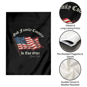 God Family Country In That Order Garden Flag Charlie Kirk Patriotic Christian Vintage USA Flag TS10 Print Your Wear