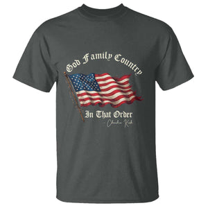 God Family Country In That Order T Shirt Charlie Kirk Patriotic Christian Vintage USA Flag TS10 Dark Heather Print Your Wear
