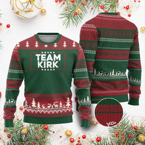 Team Kirk Ugly Christmas Sweater Last Name Kirk Family Name Matching Member Surname TS10 Red Green Print Your Wear