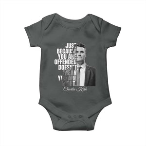Charlie Kirk Baby Onesie Free Speech Memorial Tribute TS10 Dark Heather Print Your Wear