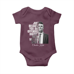 Charlie Kirk Baby Onesie Free Speech Memorial Tribute TS10 Maroon Print Your Wear