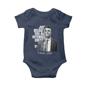Charlie Kirk Baby Onesie Free Speech Memorial Tribute TS10 Navy Print Your Wear