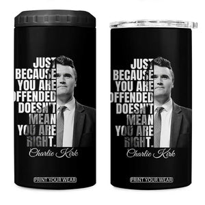 Charlie Kirk 4 in 1 Can Cooler Tumbler Free Speech Memorial Tribute TS10 One Size: 16 oz Black Print Your Wear