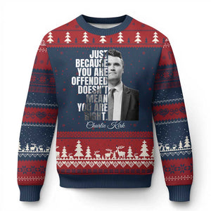 Charlie Kirk Ugly Christmas Sweater Free Speech Memorial Tribute TS10 Navy Red Print Your Wear
