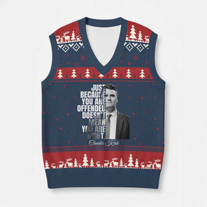 Charlie Kirk V-Neck Knit Sweater Vest Free Speech Memorial Tribute TS10 Navy Red Print Your Wear