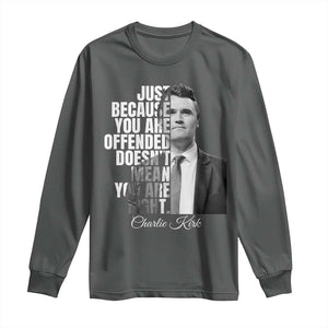 Charlie Kirk Long Sleeve Shirt Free Speech Memorial Tribute TS10 Dark Heather Print Your Wear
