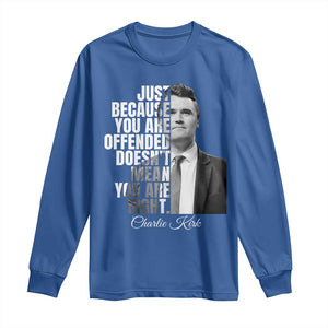 Charlie Kirk Long Sleeve Shirt Free Speech Memorial Tribute TS10 Royal Blue Print Your Wear