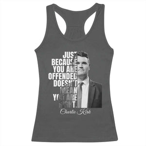 Charlie Kirk Racerback Tank Top Free Speech Memorial Tribute TS10 Dark Heather Print Your Wear
