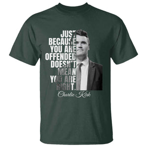 Charlie Kirk T Shirt Free Speech Memorial Tribute TS10 Dark Forest Green Print Your Wear
