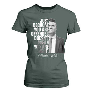 Charlie Kirk T Shirt For Women Free Speech Memorial Tribute TS10 Dark Forest Green Print Your Wear