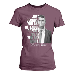 Charlie Kirk T Shirt For Women Free Speech Memorial Tribute TS10 Maroon Print Your Wear