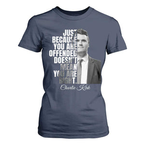 Charlie Kirk T Shirt For Women Free Speech Memorial Tribute TS10 Navy Print Your Wear