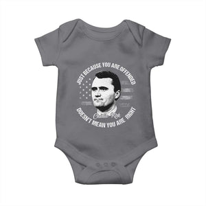 Charlie Kirk Baby Onesie Free Speech Retro USA Flag TS10 Charcoal Print Your Wear